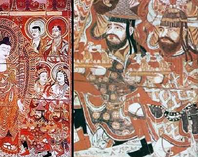 Sogdian merchants in a Western Regions cave mural